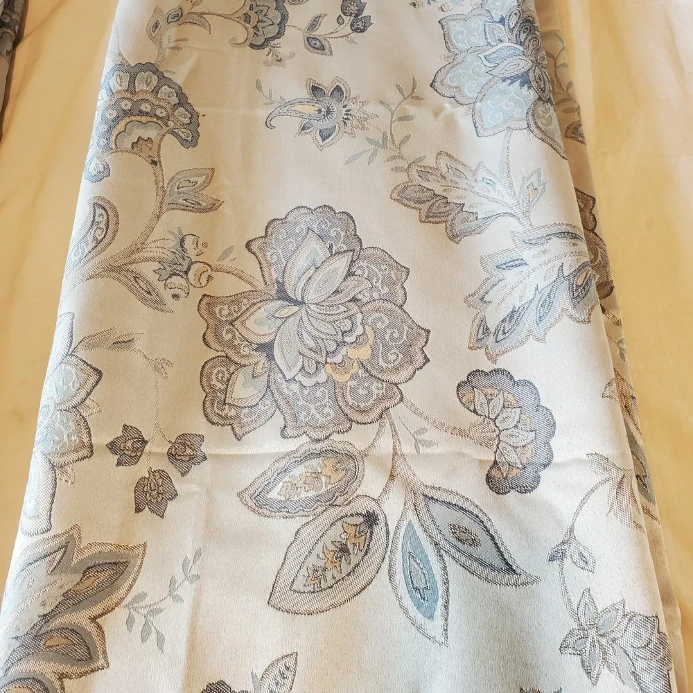 Waterford Linens Mullinger Floral Lined Drapery Panels Blue Taupe Set of 2